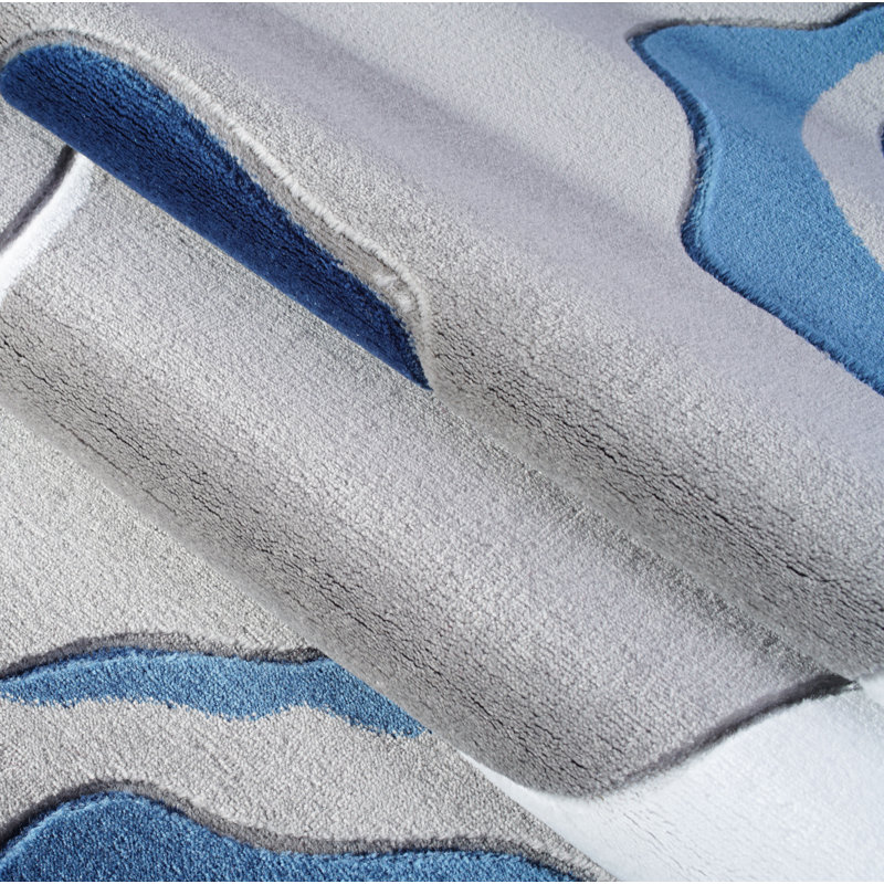 Tapis gris / bleu Ahbleza, Rectangle 5 pi 3 po x 7 pi 6 po