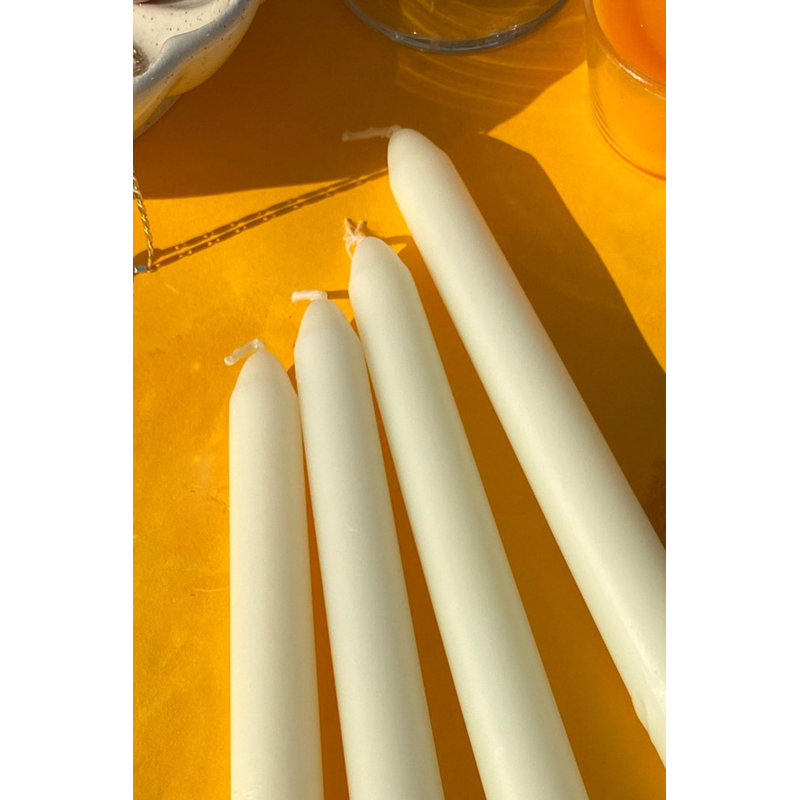Ensemble de bougies élégantes non parfumées Alessia (4 pièces), couleur crème, 2 x 9,8 pouces | 100% cire de paraffine avec mèches de coton | Parfait pour la décoration intérieure et la détente, sécuritaire pour les enfants, idéal pour toute occasion