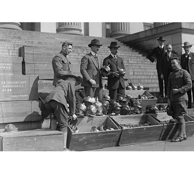 " Men Unload Prussian Helmets "