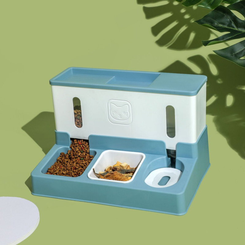 Distributeur de nourriture et d'eau 3 en 1 pour chiot chaton, Bleu très foncé