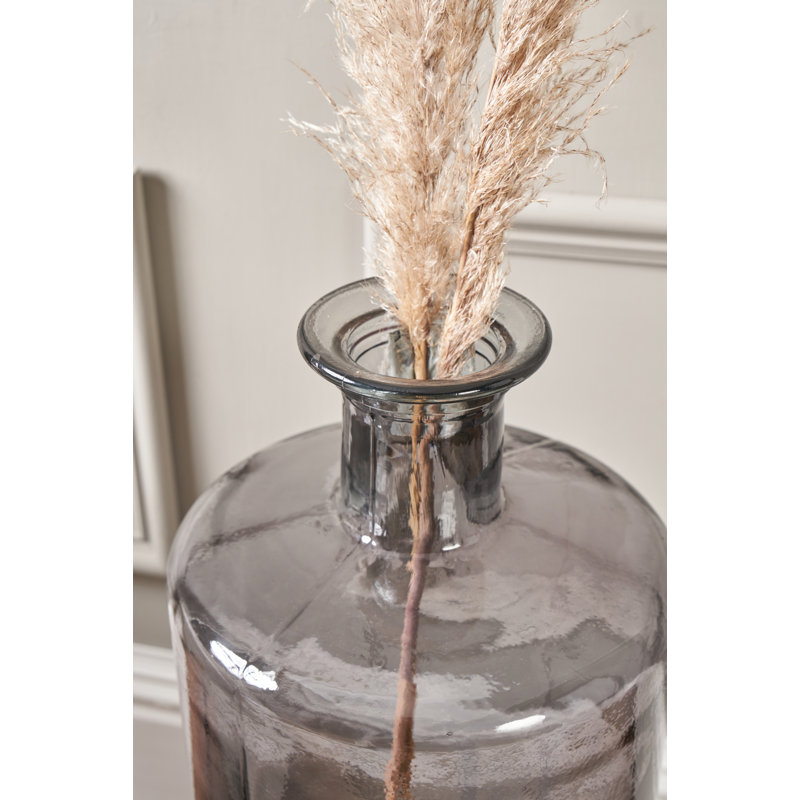 Handmade Glass Floor Vase, Grey