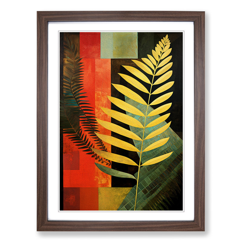 Fern Leaf Constructivism - Framed Print, Walnut, 46cm H x 34cm W x 2cm D