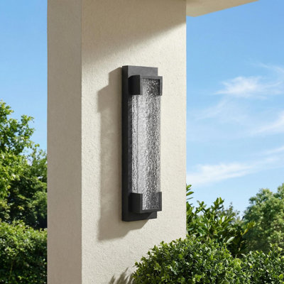 Grande applique murale d'extérieur moderne de 18,9 po, lumière à DEL à intensité variable avec effet d'ondulation, lumière extérieure 2700K pour porche, garage et entrée