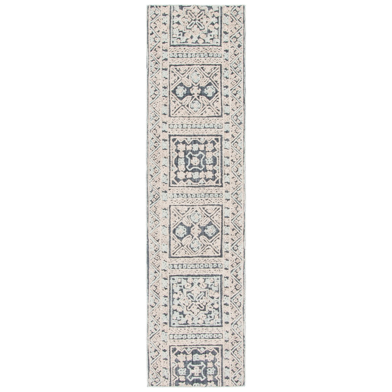 Hand Tufted Wool/Cotton Southwestern Rug in Beige/Gray, Runner 2'3" x 9'