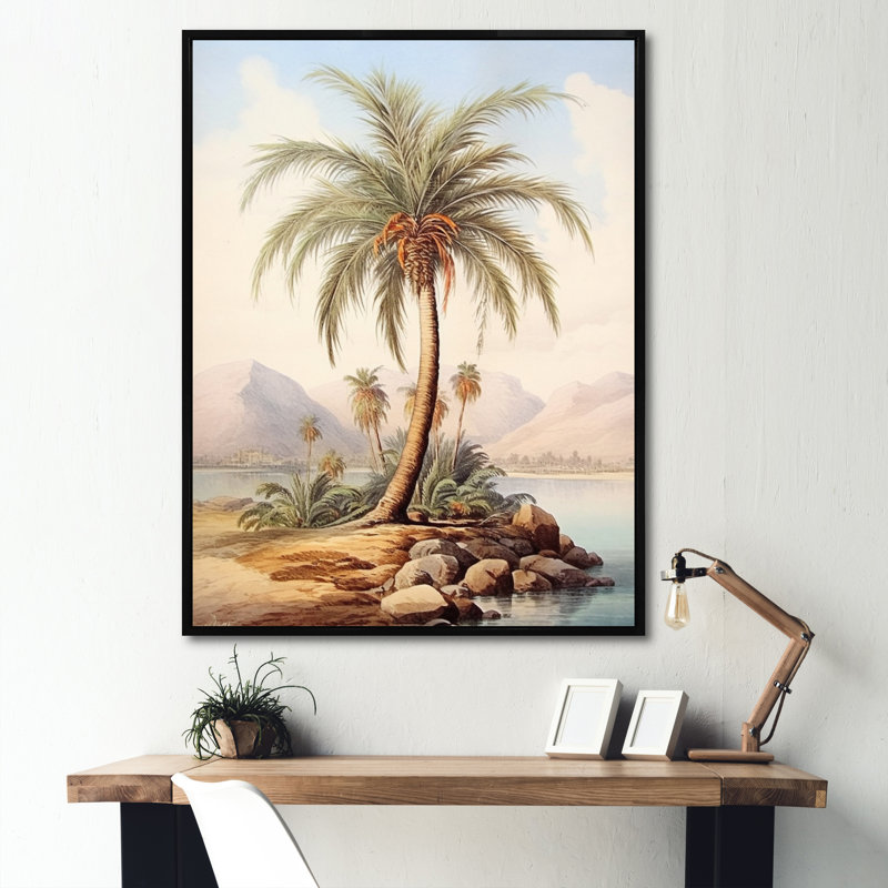 " Minimalism Palm Paradise ", 40" H x 30" W x 1.5" D, Black Floater Framed