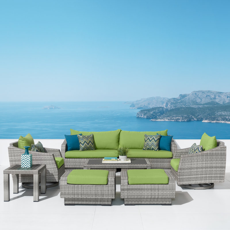 Cannes™ Deluxe 7 Piece Deep Seating Group, Canvas Ginkgo Sunbrella® Canvas