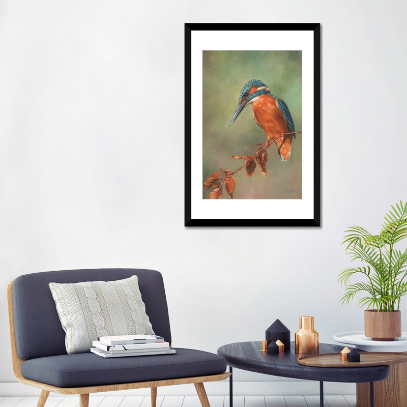 «Martin-pêcheur perché» par David Stribble, impression sur toile tendue, H 24 po x l 16 po x P 1 po, Blanc