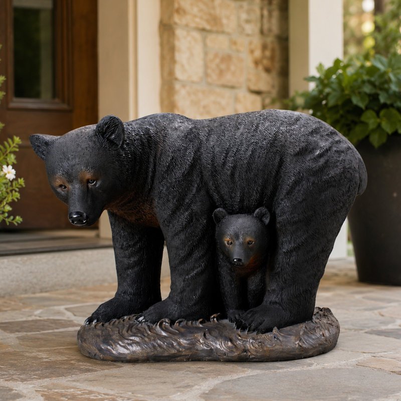 Statue de jardin ours avec ourson