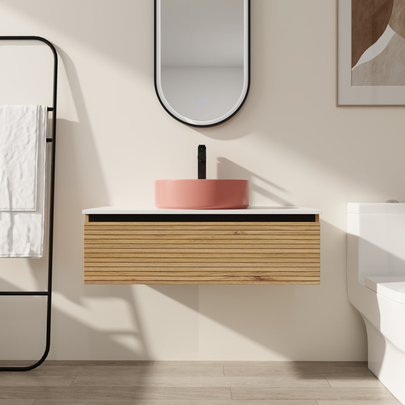 Meuble-lavabo mural 36 po avec lavabo en céramique