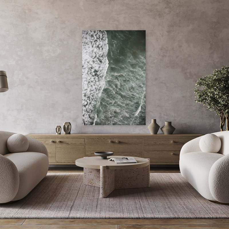 Art contemporain abstrait côtier serein, H 48 po x l 32 po
