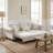 Chenille Convertible Sleeper Sofa Bed with Nailhead Trim-2041488562