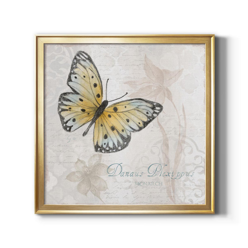 Carte postale papillon I - reproduction d'art sur toile, H 30,5 po x l 30,5 po x P 1,5 po, Or