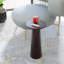 Table à boissons ronde en bois massif - Finition noyer, Guéridon sculptural / Table à martini, sans assemblage - Enteka