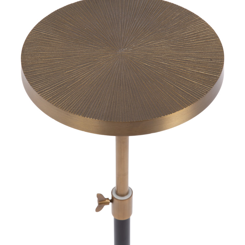 Bill Traditional Adjustable-Height Metal Pedestal Table, Gold Top/Black Base
