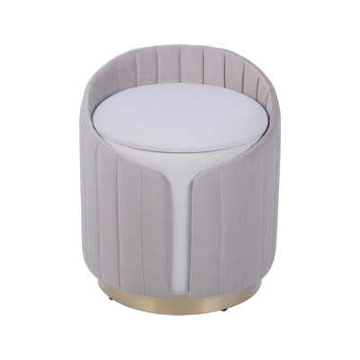 Repose-pieds deux tons avec rangement ou tabouret de coiffeuse, taupe