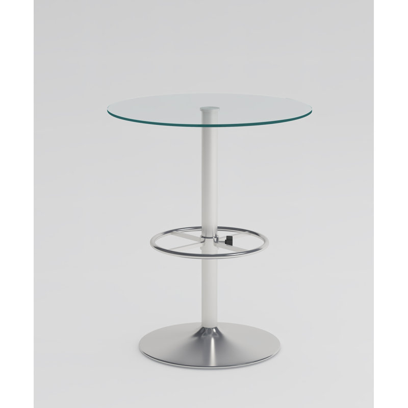 Chrome Finish 30" Contemporary Glass Round Counter Table