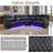 3-Piece Vegan Leather Power Reclining Sectional Sofa With LED Lighting & Diamond-Stitched Detailing