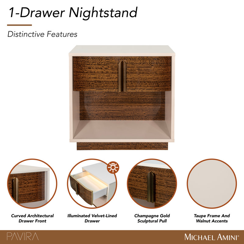 Pavira Walnut 1 - Drawer Nightstand