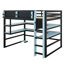 Lit mezzanine avec bureau et bandes lumineuses RVB, lit mezzanine en bois avec support de rangement latéral, tablettes multiples et station de charge USB-2032862905-2032862910