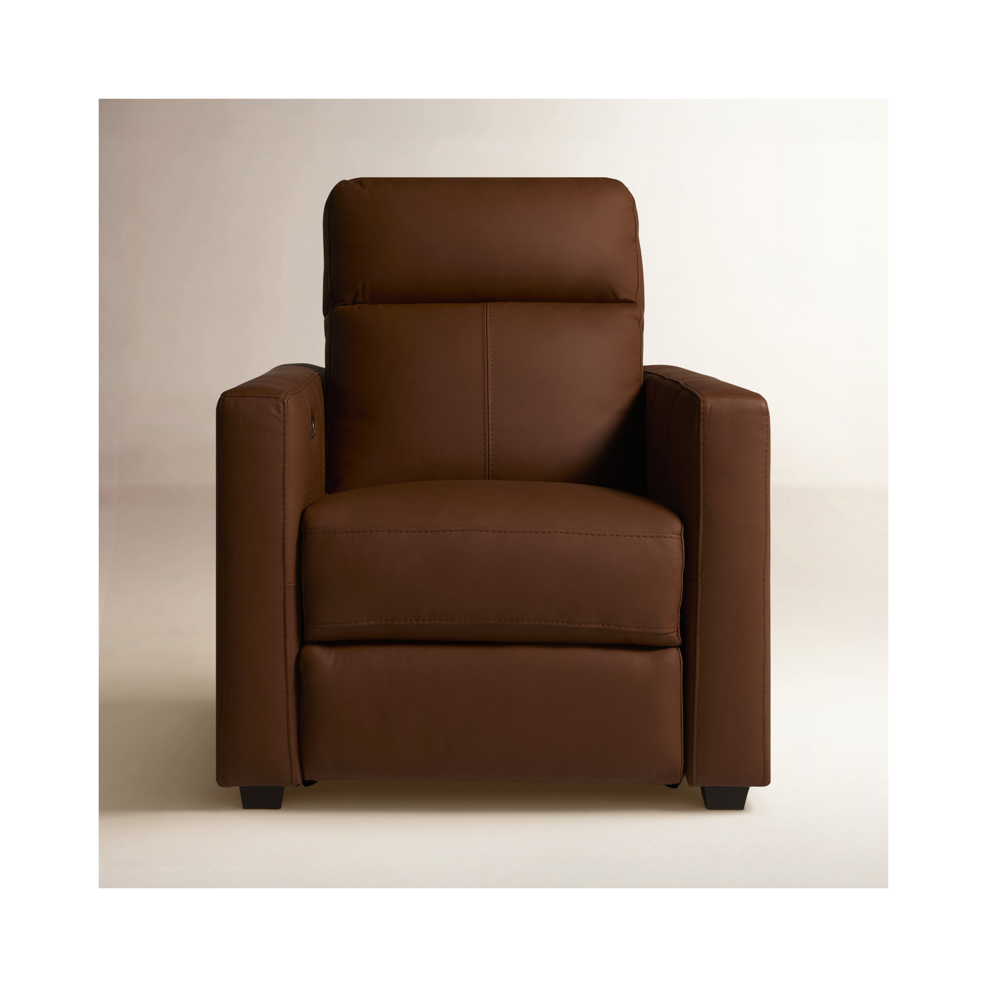 Broadway 34" Leather Power Club Recliner, Cinnamon Leather Match