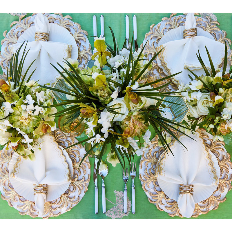 Arches Napkin, White/Gold