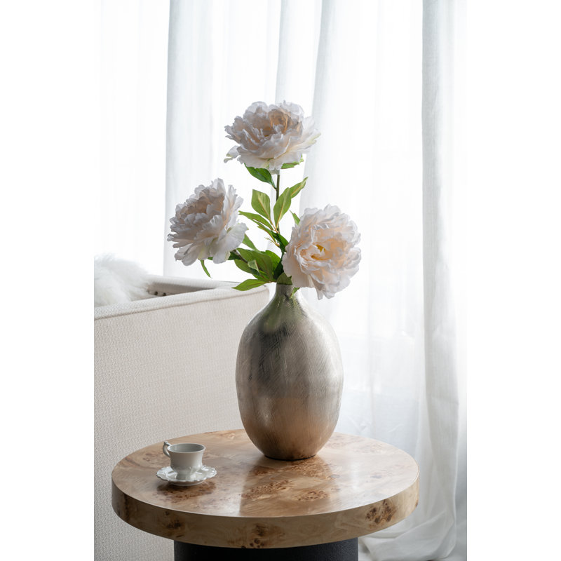 Vase de table Gold, H 13,8 po x l 8,7 po x P 8,7 po, Rayures argentées
