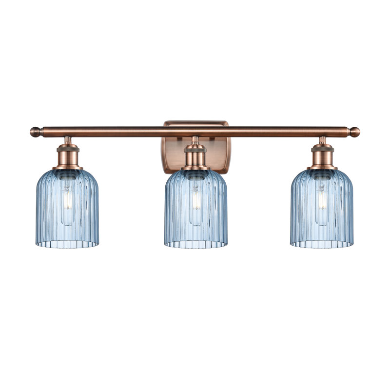 Brion Addeline 3 Light 25" Bath Vanity  Shade, Princess Blue, Antique Copper