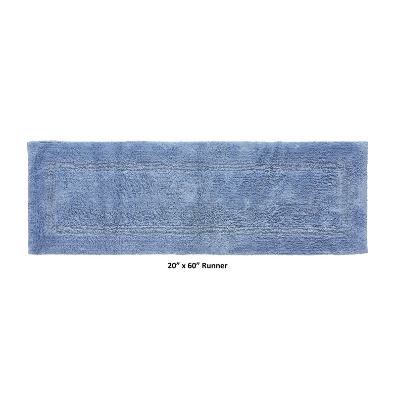 Rozanne Reversible Cotton Bath Rug, Dark Blue, 20" x 60" Runner