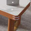 Bureau 5 tiroirs blanc + orange + or fritté rectangulaire + bois manufacturé + acier inoxydable-309884599-309884598