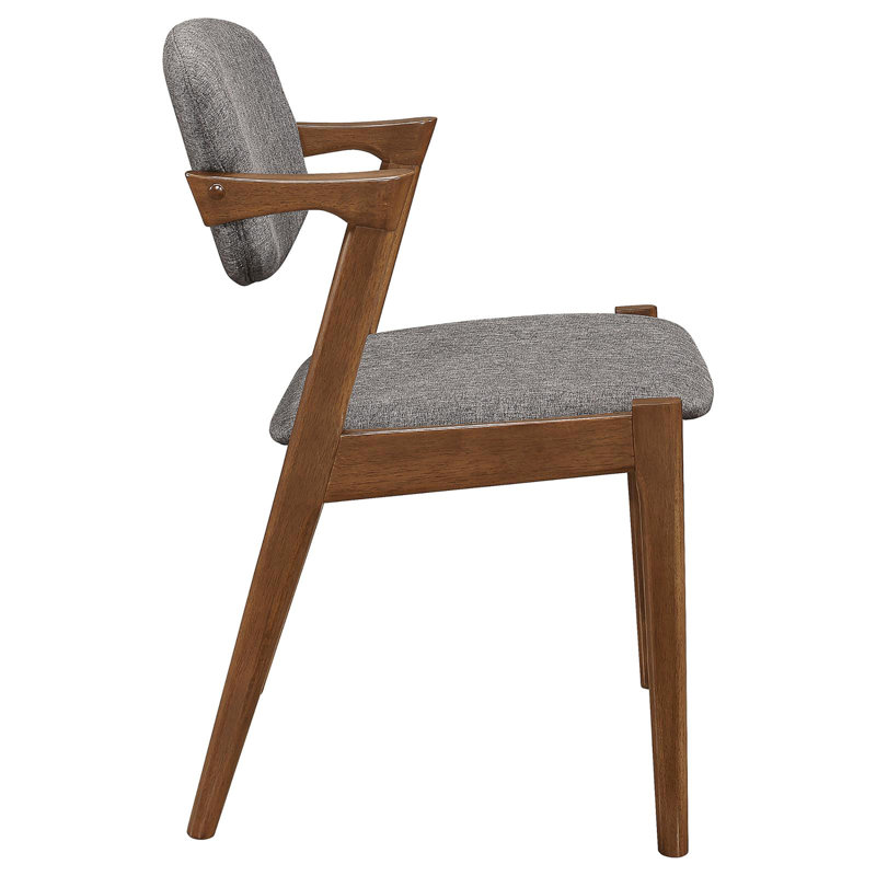 Chaise de salle à manger Mid-Century moderne grise et noyer foncé (paire, 2 paires de