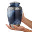 Urne décorative pour adultes, bleu et argent