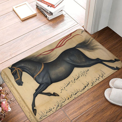 Paillasson Horse Series, tapis de peinture de style arabe classique, cadeau de décoration de sol personnalisé, absorbant l'eau, antidérapant, facile à nettoyer, flanelle de flanelle de 16 x 24 pouces, convient à l'intérieur