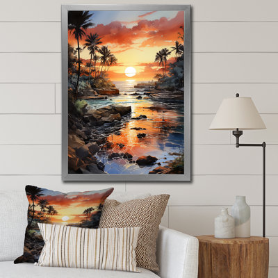 Dominicain, crépuscule tropical I - paysage et nature, art mural sur toile