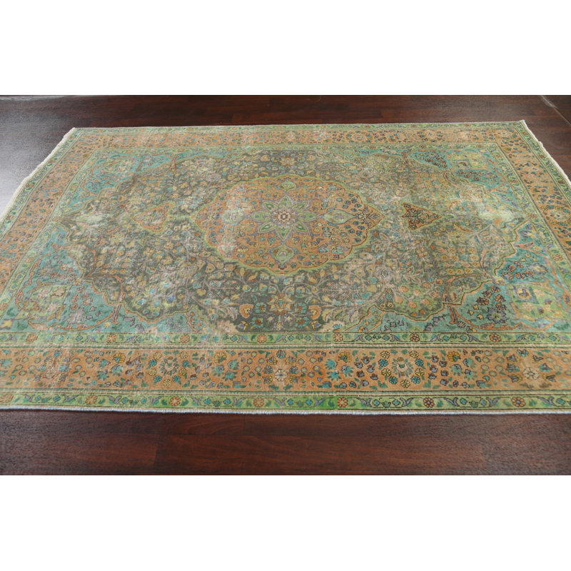 Tapis floral motif persan Tabriz noué à la main 7 x 10