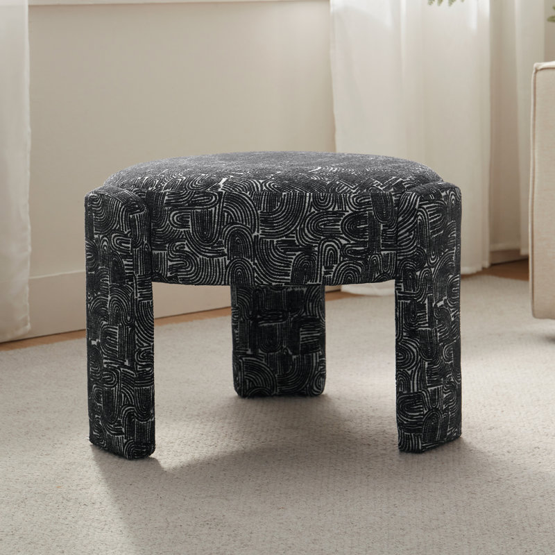 Repose-pieds rembourré en polyester 20,5 po Modern Modern Design , Polyester noir / motif bohème