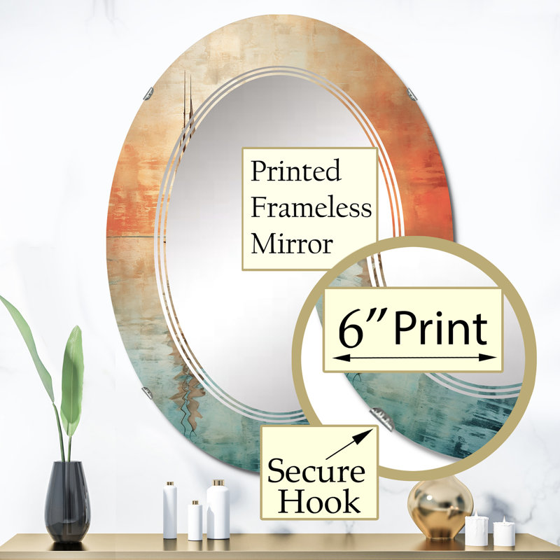 Bircotes - Miroir mural moderne ovale, 36 po x 24 po