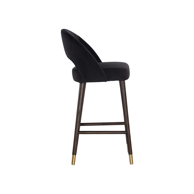Monae Upholstered Stool, Counter Stool (26" Seat Height), Black