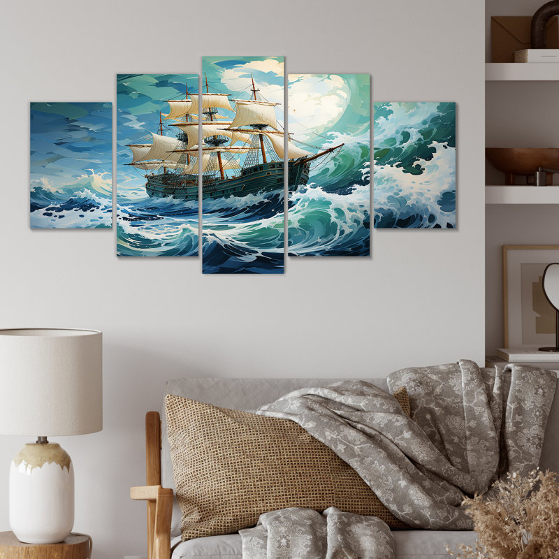 «The Pirate Boat Odyssey S Voyage I» - art mural classique à multiples panneaux