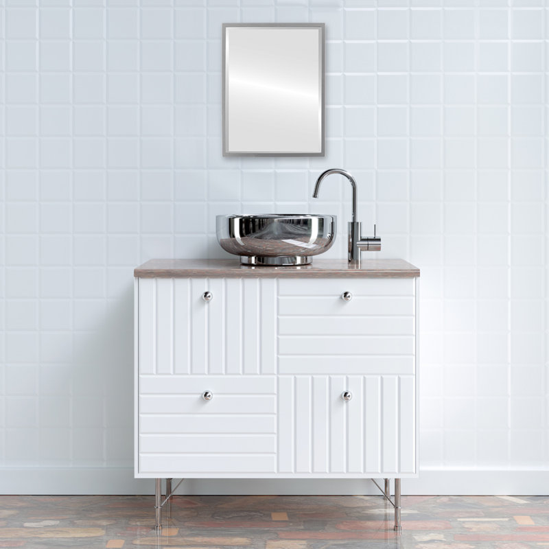 Miroir d'appoint Campblin, H 23,12 po x l 29,12 po, Jet argenté