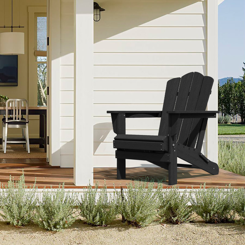 Chaise Adirondack en acier PEHD pliable, Noir, noir, noir, noir