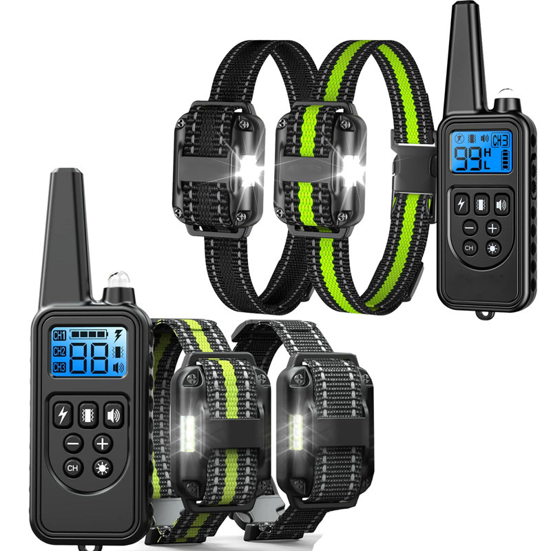 Collier de dressage de chien 4200FT avec télécommande - collier de choc électrique avec modes de bips, de vibration, de choc, de lumière et sans choc, rechargeable, réglable pour les petits chiens de taille moyenne à grande (8 à 140 lb), 2 pièces