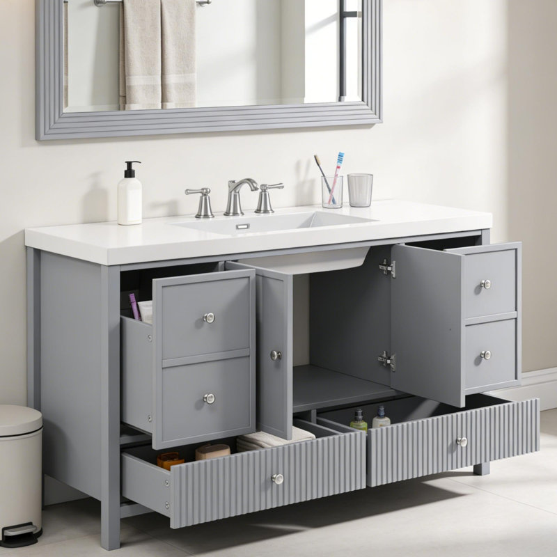 Meuble-lavabo classique américain, Bleu gris