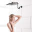 Pomme de douche en acier inoxydable 12 po avec bras réglable 12 po Luxury Water Matte Black