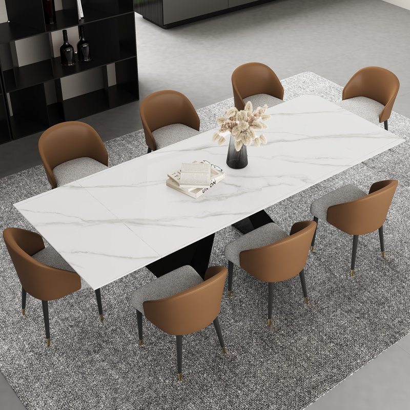 Ensemble repas 9 pièces Karus, Blanc montagne enneigée, Orange