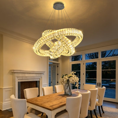 Luminaires modernes en cristal avec anneaux
