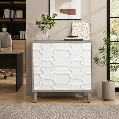 Classeur latéral à 2 tiroirs avec rangement spacieux, compatible avec les dossiers de tailles multiples et support pour imprimante pour la maison et le bureau, blanc et gris