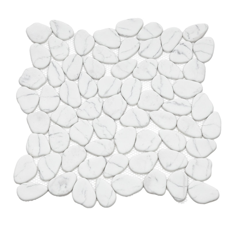 Carreau de mosaïque en verre recyclé cénote 13 po x 13 po, Blanc Blanco
