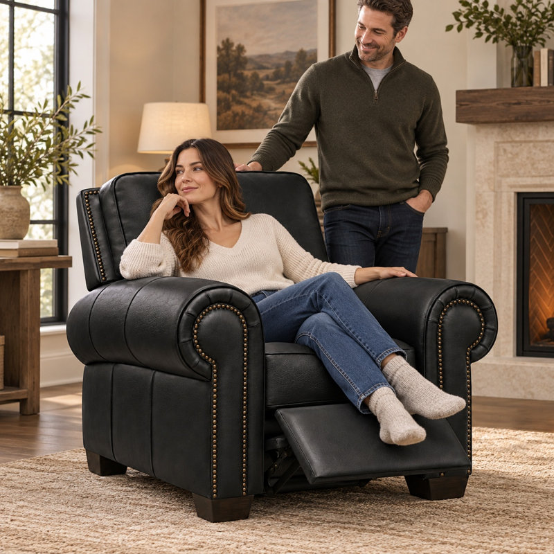 Nelson Heirloom Quality Recliner in Buttery Soft 100% Top Grain Leather, Made to Order, Amadeus Coffee