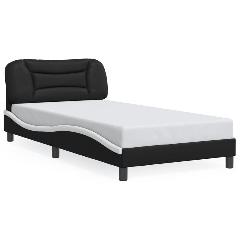 Cadre de lit vidaXL avec DEL sans matelas Hvar noir et blanc 100 x 190 cm