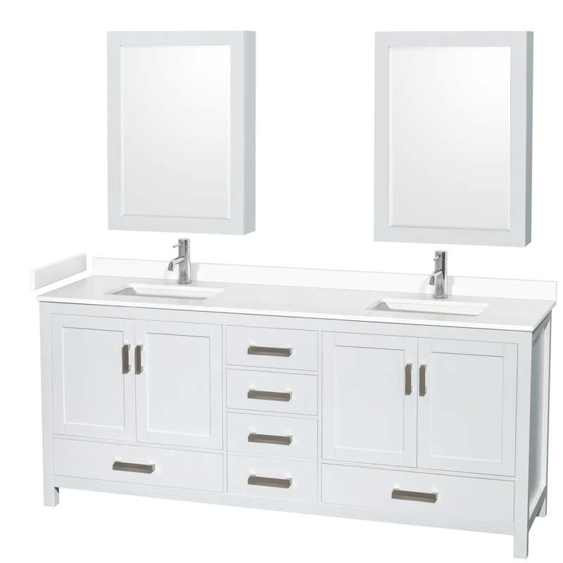 Sheffield 79" Double Bathroom Vanity Base Only, White
